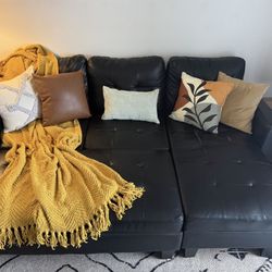 Black Leather Couch 