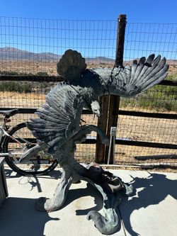 Monumental S. David Signed Bronze Bald Eagles Sculpture – Massive Life-Size Outdoor Statue