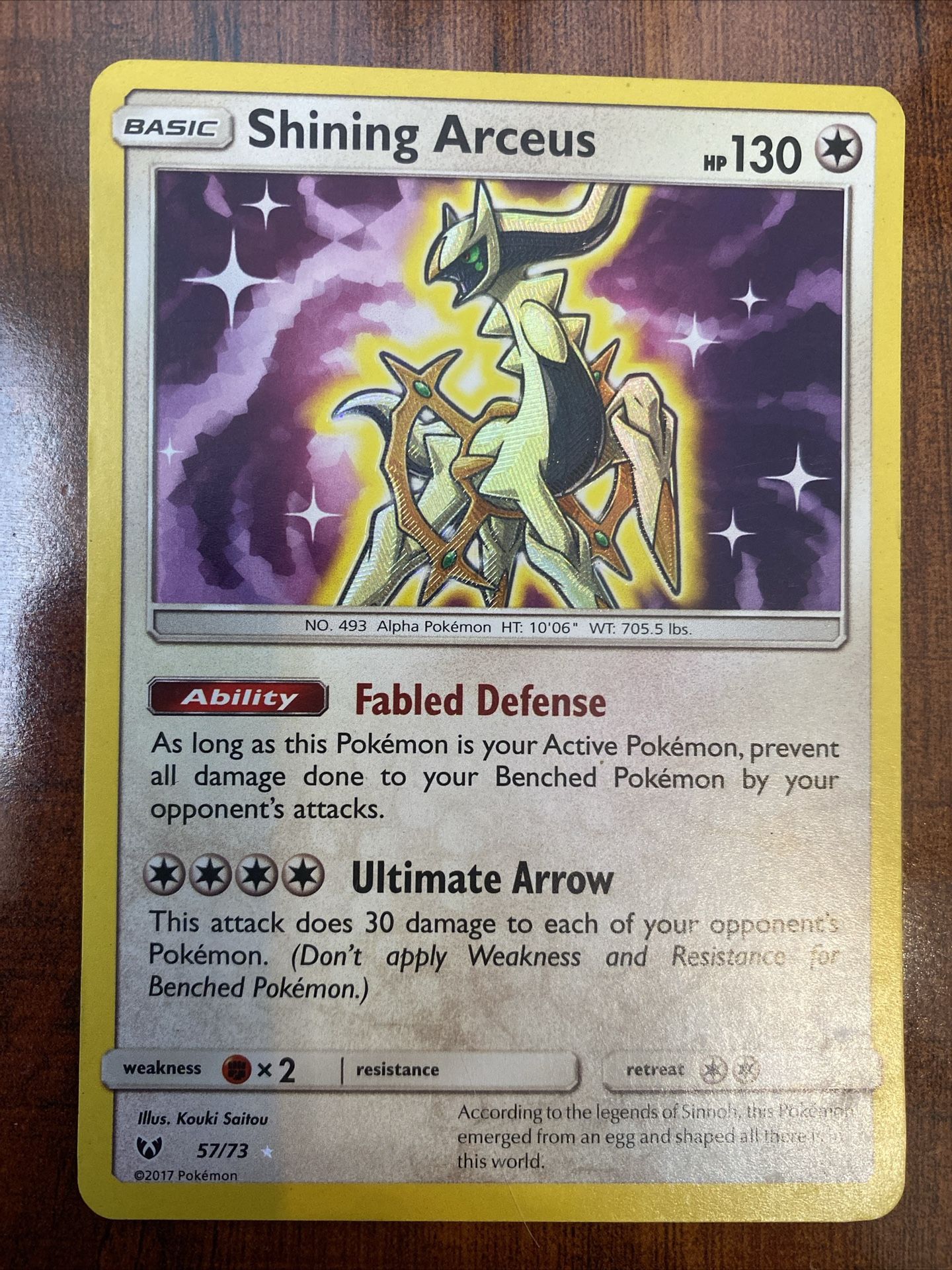Pokemon Shining Arceus 57/73 Shining Legends Holo Secret Rare 2017 MP/LP