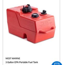 West Marine 3 Gallon Fuel Tank Dinghy Outboad Motor Tender