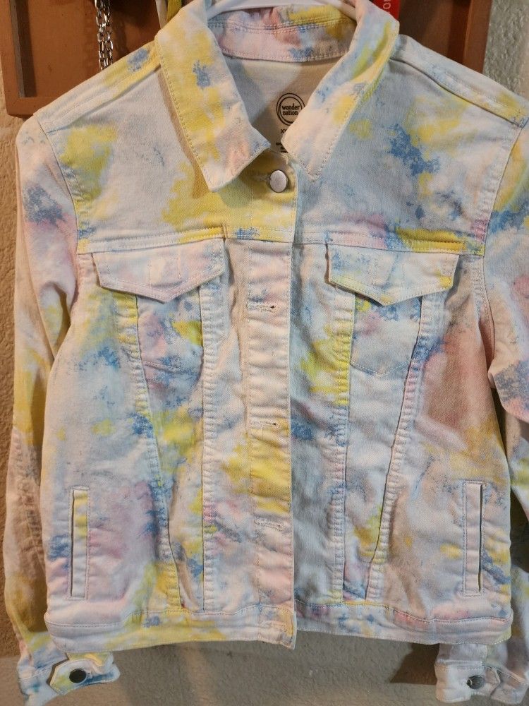 Girls Rainbow Colored Denim Jacket