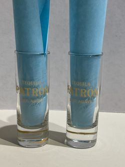 2 PATRON TEQUILA SHOT GLASSES