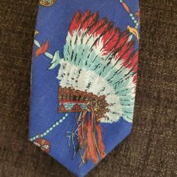 Vibrant Necktie By Artist B. J. Hood Tie-Juan Southwestern & Native American Headdress/Pottery/Beadwork Illustrations