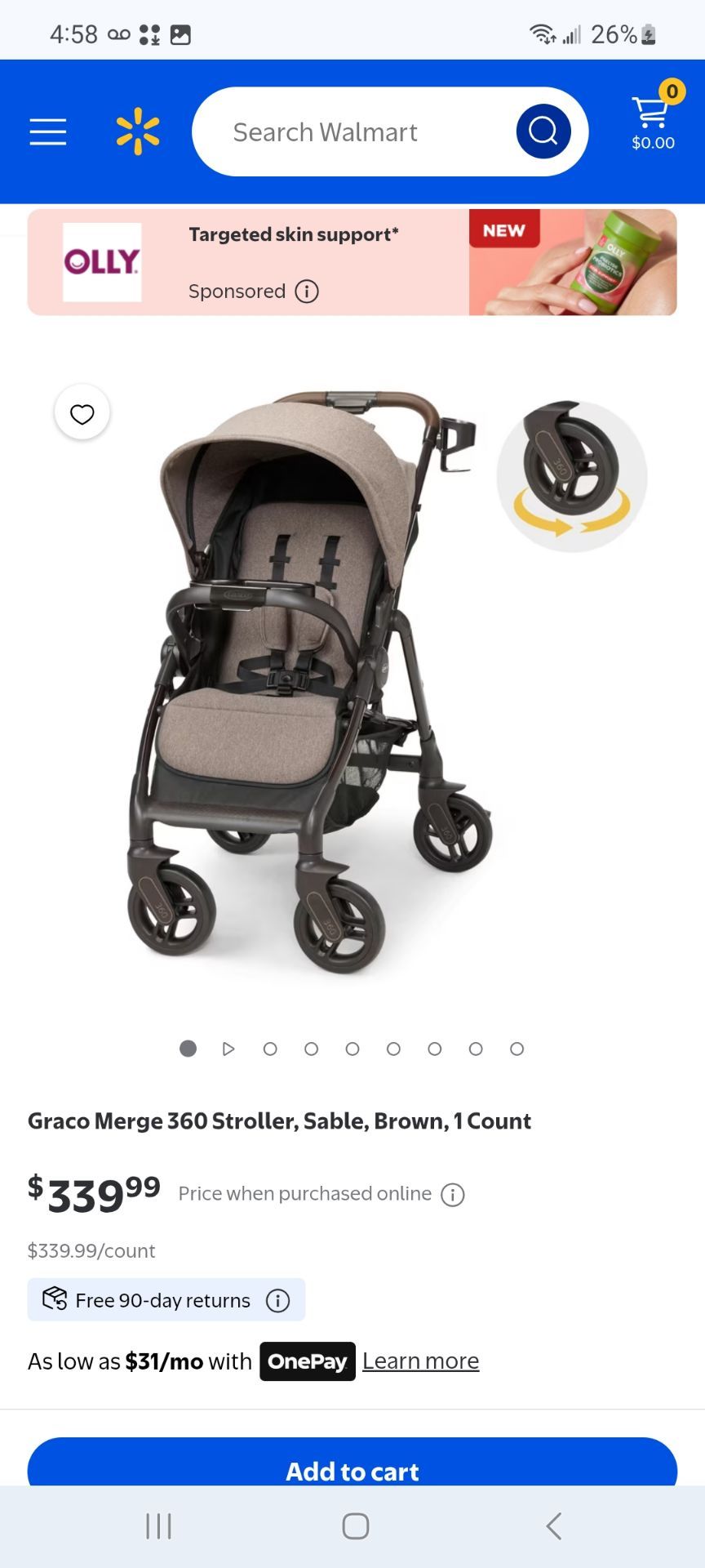 cup holder uppababy cruz 2 Pack 27810 Folds with stroller Color:Pearl/Chartreuse Back Carriola de Viaje Elan