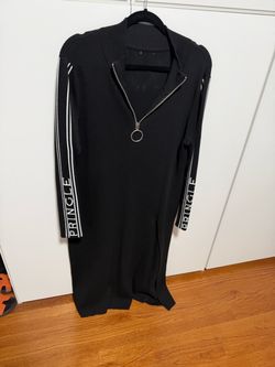 Pringle Black Knit Half-Zip Sweater Dress with slit