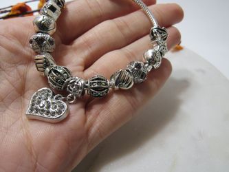 Luxury Bracelet Silver Plating Heart Charm Crystal Beads Bracelets