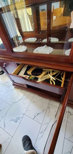 Dining table set and hutch.