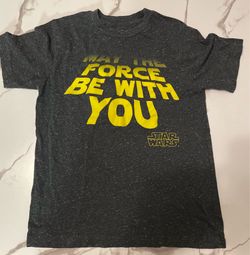 Star Wars “May the Force Be With You” Boys Medium Graphic T-Shirt Gray Short Sleeve