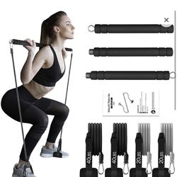 Pilates Bar Kit with Resistance Bands, Home Gym Equipment for