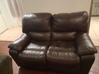 Leather Reclining Couch With USB Hookup