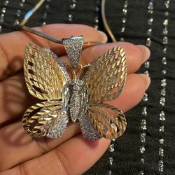  Chain W/Butterfly pendant & Rainbow Bracelet 