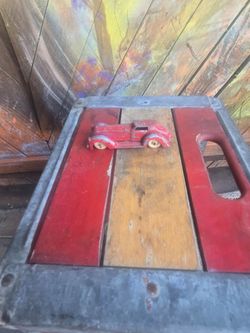 Vintage Cast Iron Red Toy Car