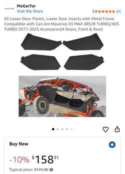 X3 Lower Door Panels, Lower Door Inserts with Metal Frame Compatible with Can Am Maverick X3 MAX XRS/R TURBO/XDS TURBO 2017-2025 Accessories(4 Doors, 