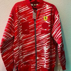 Ferrari Puma Joshua Vddes Red Zipe Up Jacket Size Medium 