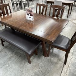 6PC Brown Dining Table Set