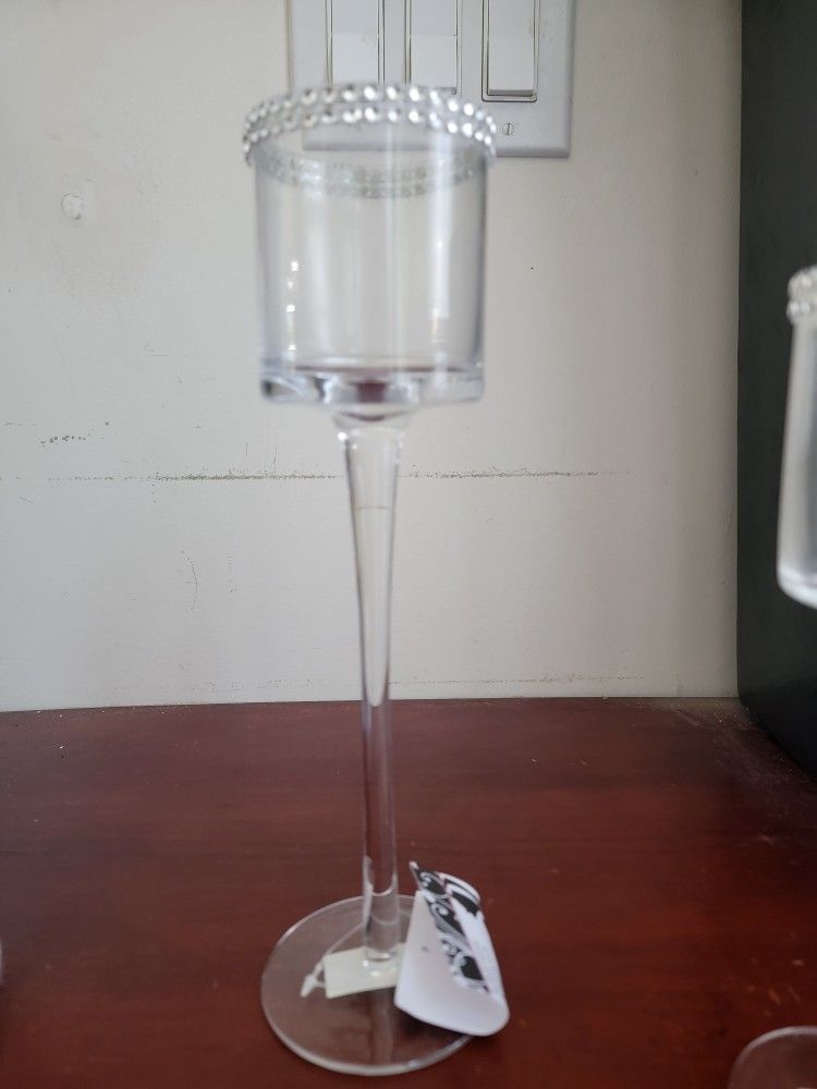 ✨️Glassware —  Tall Candle Holder with Rhinestone Wrap