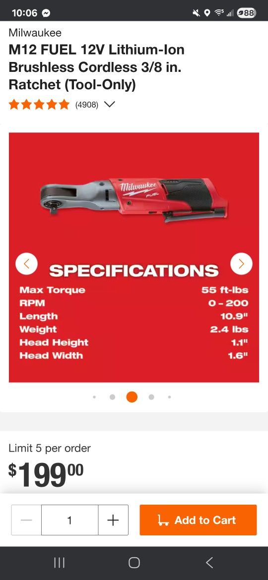 Milwaukee Fuel 3/8 Ratchet