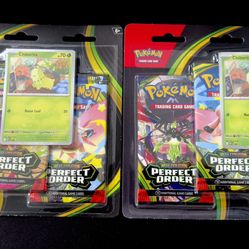 Pokémon TCG: [New Sealed] Mega Evolutions - Perfect Order 3 Pack Blister [Chikorita] x 2