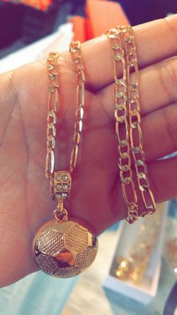 Soccer ball and chain gold plated