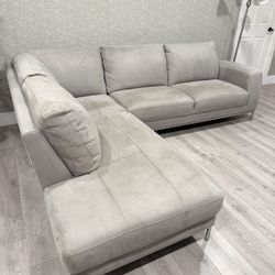 FREE DELIVERY SECTIONAL GRAY VELVET CARLO PERAZZI GOOD CONDITION 