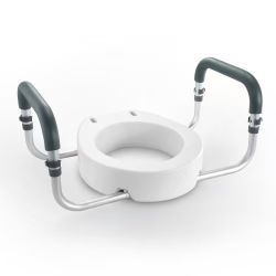 849# The elevated toilet seat, with a height of 8.9 cm and a weight capacity of 136 kg, is suitable for standard round toilets, aluminum handrails, wi