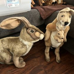 Hand Made Kangaroo And baby and Rabbit