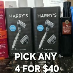 Mens Harry's Shavers, Mando Deodorant Stick, Mando Spray Deodorant, Hydration Body Cream, Cologne Mist