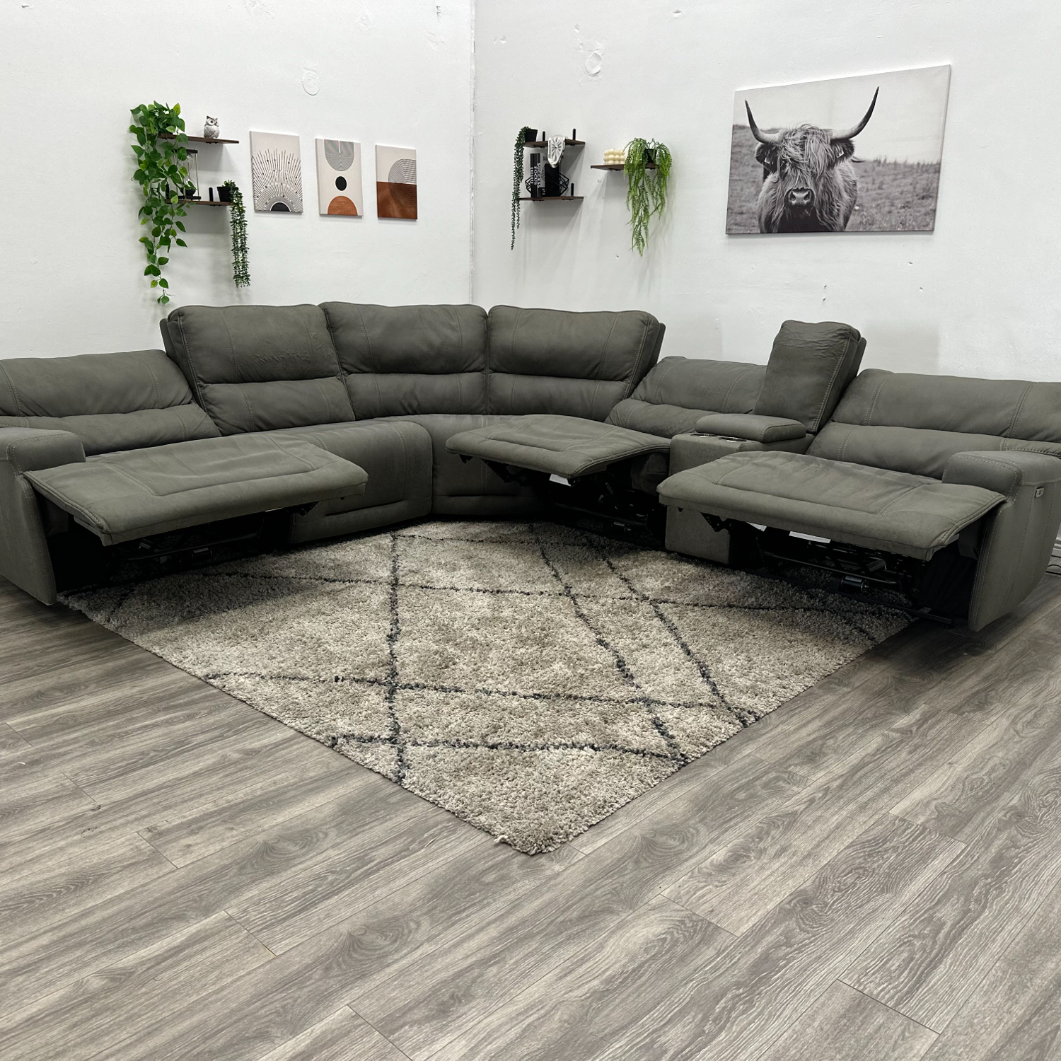 Grey Recliner Sectional Couch Free Delivery