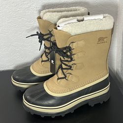 Sorel Caribou Winter Boots Women's US 9 Brown Black Faux Fur Waterproof 40450