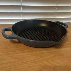 Le Creuset Cast Iron Deep Grill Pan Blue
