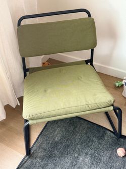 Green Fabric Chair with Black Metal Frame