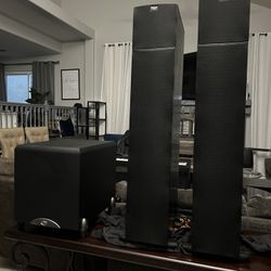 Klipsch Icon VF-35 Tower Speaker Pair & Synergy Sub-10 Subwoofer - High Performance Audio Set