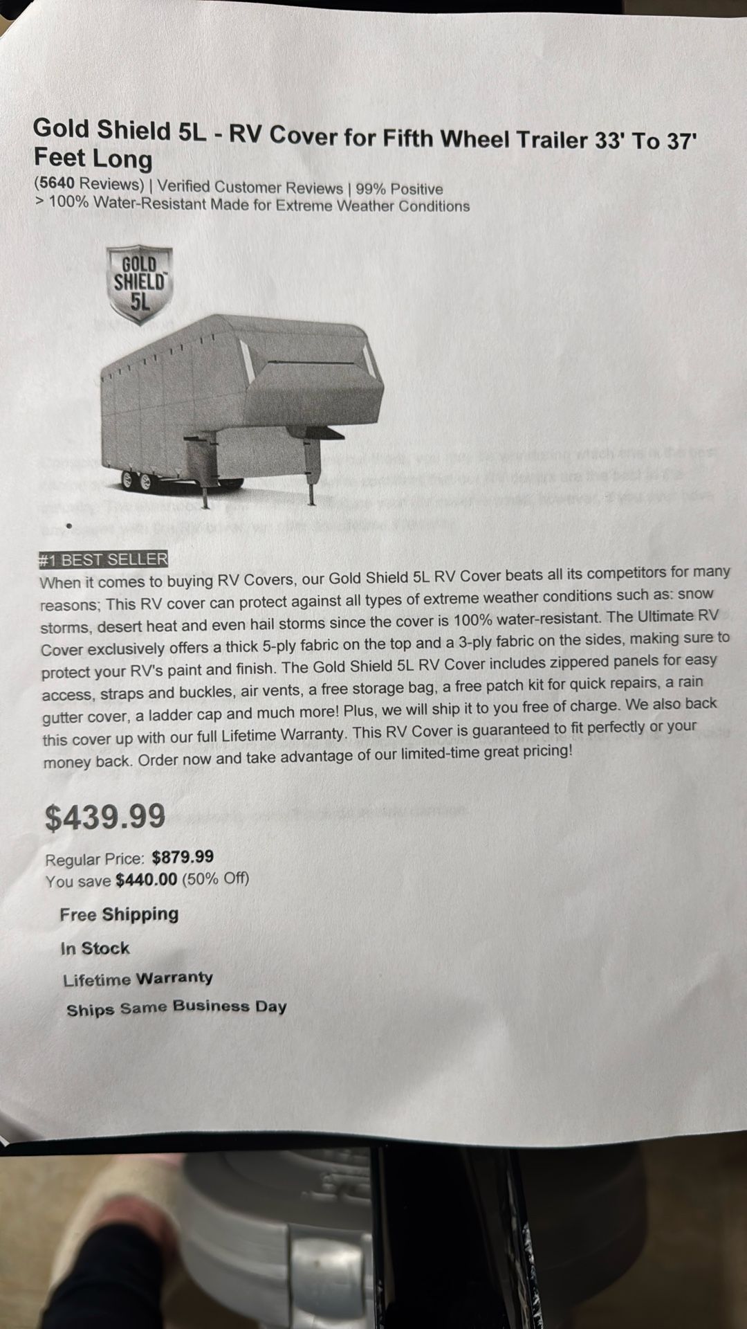 Cover For Fifth wheel Camper