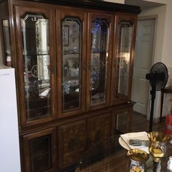 Vintage 2 Piece All Wood China Cabinet 