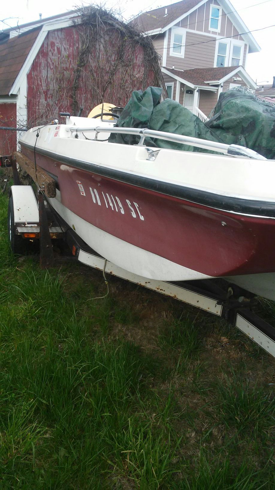 Read the whole thing Silverline bass boat outboard motor runs trollin motor runs no cracks just need cleaned $1600 and new floor put in will go down