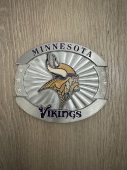 🏈 Vintage Minnesota Vikings Belt Buckle – SISKIYOU Pewter and Enamel🏈