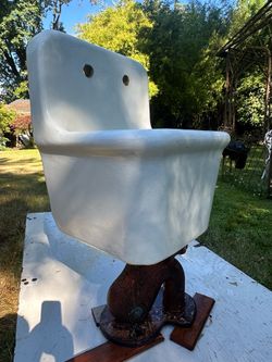 Vintage White Porcelain Utility Sink