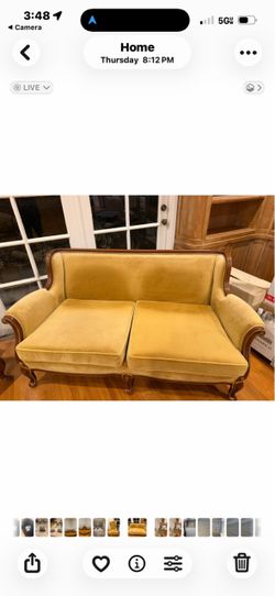 Vintage Velvet Loveseat with Wood Frame