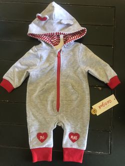 Valentines baby zipper onesie