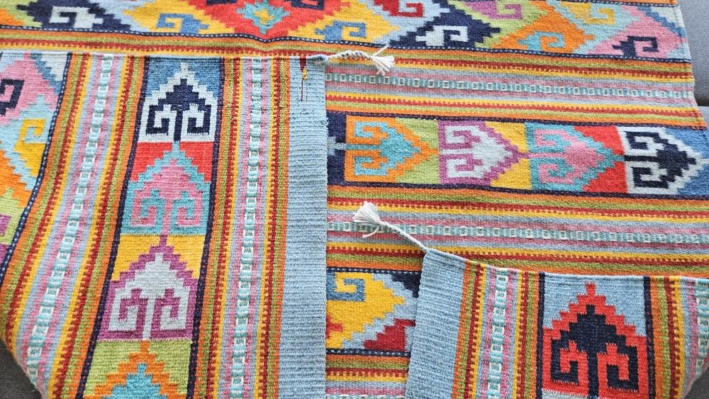 ZAPOTEC WEAVING, Hand Woven by the Montaño weavers, Multicolored & Bright, 4x6ft