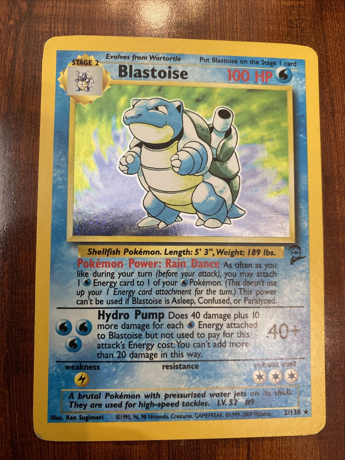 Pokemon Blastoise Base Set 2 Holo Rare 2/130 HP/Damaged 💦