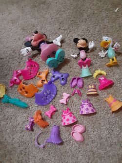 Minnie Daisy And Mickey Dress Up Clip On Clothes Dolls And Accessories