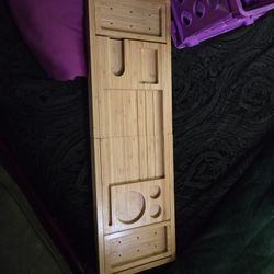 Bamboo Bath Tray Expandable With Sliding Element 