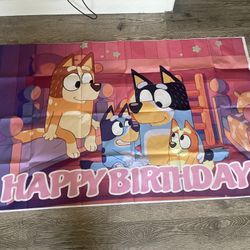 Bluey Happy Birthday Backdrop 