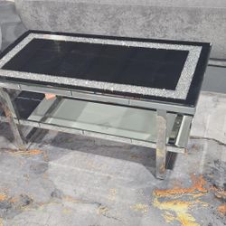 Mirrored Coffee Table with 2 Tier with Stainless Steel Legs