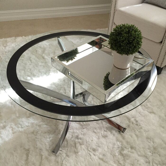 New Round Glass Chrome Coffee Table For, Oakland Circular Chrome Coffee Table
