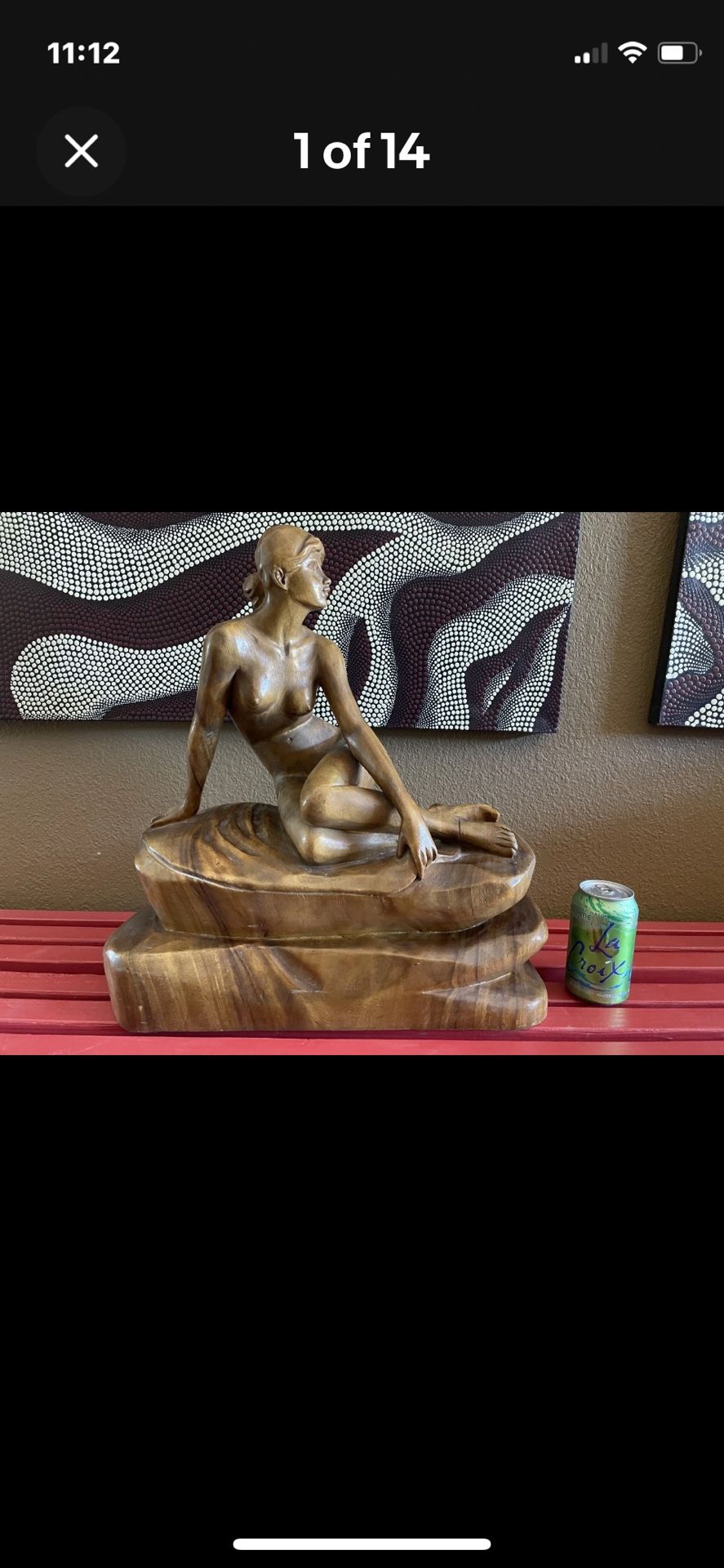 Solid Wood Woman Nude Statue