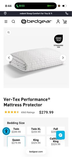 Bedgear Vertex Mattress Protector Instant Cooling Queen