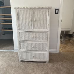 White Wicker Desk 