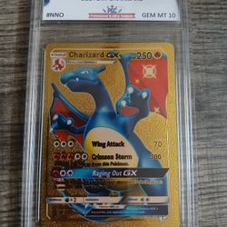 Custom, Gold Foil Charizard GX Pokémon card, Graded as GEM MT 10 by  PGC